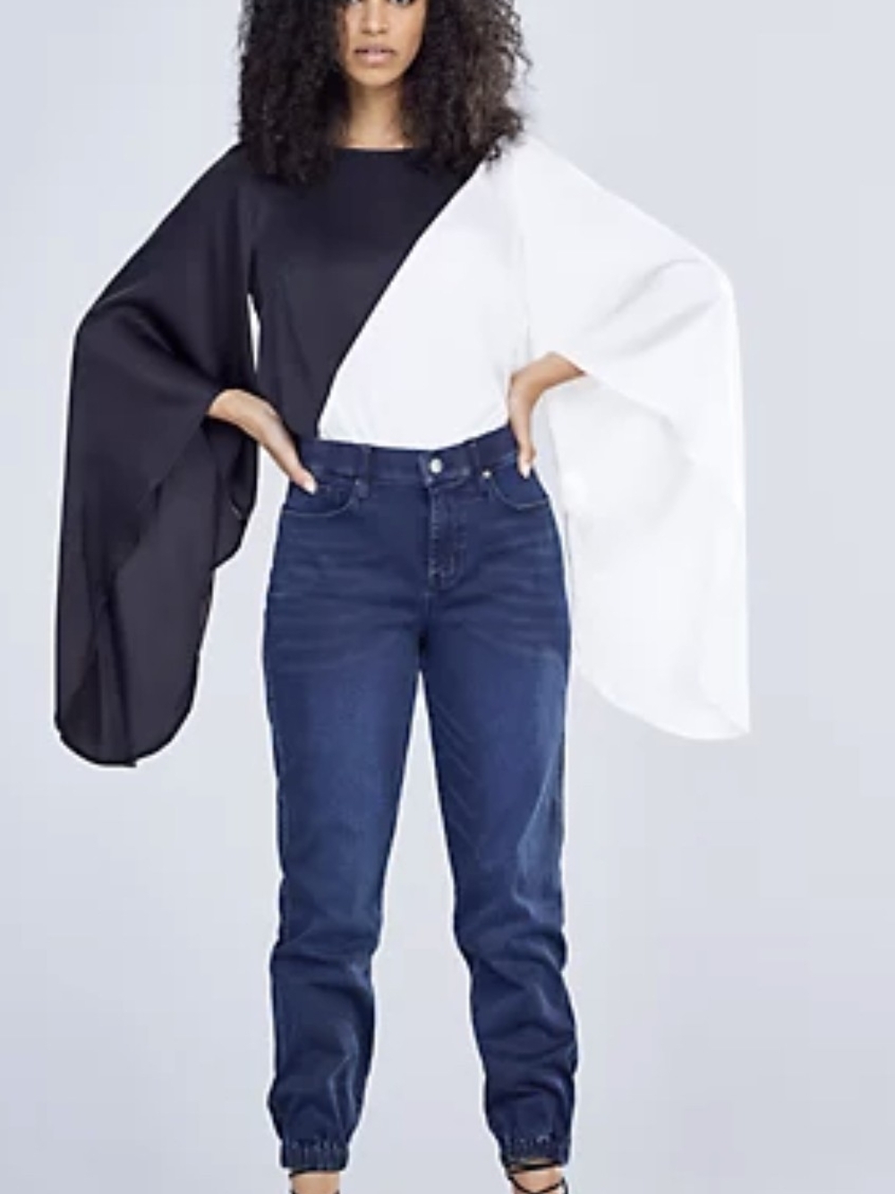 Colorblock Black & White Dolman Sleeve Blouse